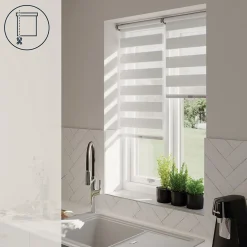 Store enrouleur jour / nuit sans perçage Keston blanc cassé l.40 x H.140cm Goodhome