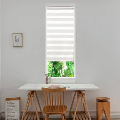 Store enrouleur jour / nuit sans perçage Brize blanc chiné l.55 x H.180cm Goodhome
