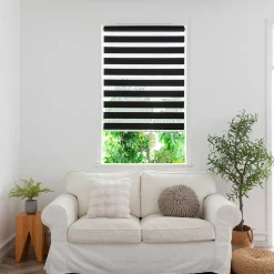 Store enrouleur jour / nuit sans perçage Elin 2 noir l.90 x H.240cm Goodhome