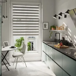 Store enrouleur jour / nuit sans perçage Brize gris chiné l.120 x H.180cm Goodhome