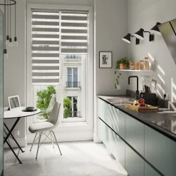 Store enrouleur jour / nuit sans perçage Brize gris chiné l.55 x H.180cm Goodhome