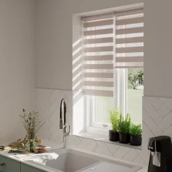 Store enrouleur jour / nuit sans perçage Elin 2 gris perle l.40 x H.140cm Goodhome