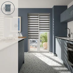 Store enrouleur jour / nuit sans perçage Elin 2 gris béton l.60 x H.240cm Goodhome