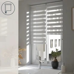 Store enrouleur jour / nuit sans perçage Elin 2 blanc cassé l.40 x H.140cm Goodhome