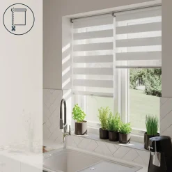 Store enrouleur jour / nuit sans perçage Keston blanc cassé l.90 x H.180cm Goodhome