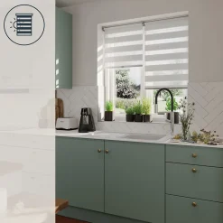 Store enrouleur jour / nuit sans perçage Keston blanc cassé l.90 x H.180cm Goodhome