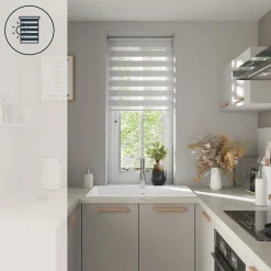Store enrouleur jour / nuit sans perçage Elin 2 blanc cassé l.55 x H.180cm Goodhome