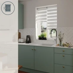 Store enrouleur jour / nuit sans perçage Keston blanc cassé l.45 x H.140cm Goodhome