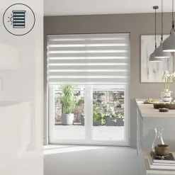 Store enrouleur jour / nuit sans perçage Elin 2 blanc cassé l.160 x H.240cm Goodhome