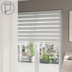 Store enrouleur jour / nuit sans perçage Elin 2 blanc cassé l.160 x H.240cm Goodhome