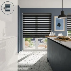 Store enrouleur jour / nuit sans perçage Elin 2 noir l.180 x H.240cm Goodhome