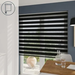 Store enrouleur jour / nuit sans perçage Elin 2 noir l.180 x H.240cm Goodhome