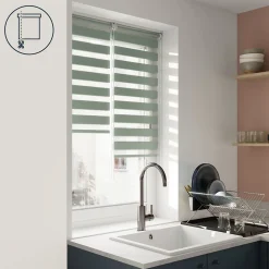 Store enrouleur jour / nuit sans perçage Elin 2 vert céladon l.45 x H.140cm Goodhome