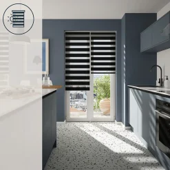 Store enrouleur jour / nuit sans perçage Elin 2 noir l.75 x H.240cm Goodhome