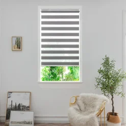 Store enrouleur jour / nuit sans perçage Brize gris chiné l.90 x H.180cm Goodhome