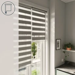 Store enrouleur jour / nuit sans perçage Brize gris chiné l.75 x H.240cm Goodhome