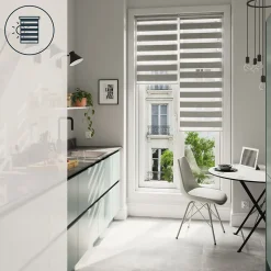 Store enrouleur jour / nuit sans perçage Brize gris chiné l.60 x H.180cm Goodhome