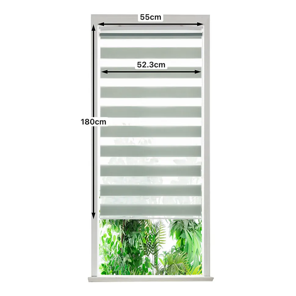 Store enrouleur jour / nuit sans perçage Elin 2 vert céladon l.55 x H.180cm Goodhome