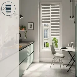 Store enrouleur jour / nuit sans perçage Brize gris chiné l.40 x H.140cm Goodhome