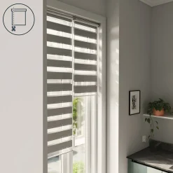 Store enrouleur jour / nuit sans perçage Brize gris chiné l.40 x H.140cm Goodhome