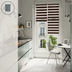 Store enrouleur jour / nuit sans perçage Brize marron l.60 x H.180cm Goodhome