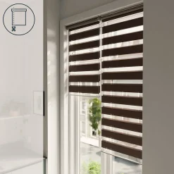 Store enrouleur jour / nuit sans perçage Brize marron l.60 x H.180cm Goodhome