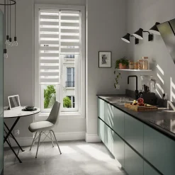 Store enrouleur jour / nuit sans perçage Brize blanc chiné l.40 x H.140cm Goodhome