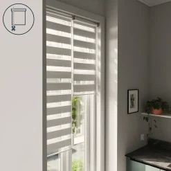 Store enrouleur jour / nuit sans perçage Brize blanc chiné l.40 x H.140cm Goodhome