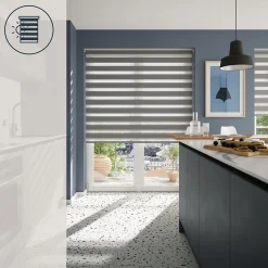 Store enrouleur jour / nuit sans perçage Elin 2 gris béton l.160 x H.240cm Goodhome