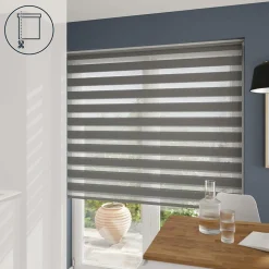 Store enrouleur jour / nuit sans perçage Elin 2 gris béton l.160 x H.240cm Goodhome