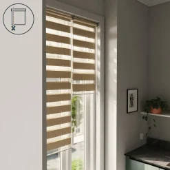 Store enrouleur jour / nuit sans perçage Brize beige l.45 x H.140cm Goodhome