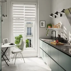 Store enrouleur jour / nuit sans perçage Brize blanc chiné l.90 x H.240cm Goodhome