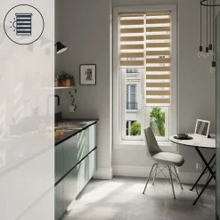 Store enrouleur jour / nuit sans perçage Brize beige l.40 x H.140cm Goodhome