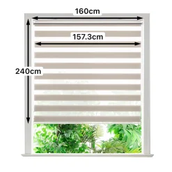 Store enrouleur jour / nuit sans perçage Elin 2 gris perle l.160 x H.240cm Goodhome