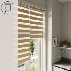 Store enrouleur jour / nuit sans perçage Brize beige l.55 x H.180cm Goodhome