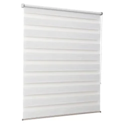 Store enrouleur jour / nuit sans perçage Brize blanc chiné l.120 x H.180cm Goodhome