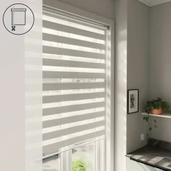 Store enrouleur jour / nuit sans perçage Brize blanc chiné l.120 x H.180cm Goodhome