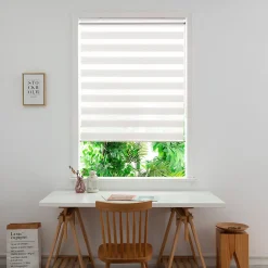 Store enrouleur jour / nuit sans perçage Brize blanc chiné l.120 x H.180cm Goodhome