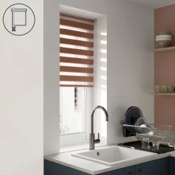 Store enrouleur jour / nuit sans perçage Elin 2 terracotta l.55 x H.180cm Goodhome