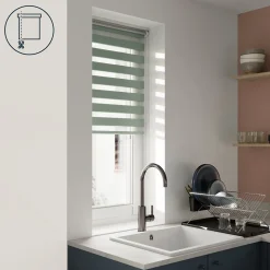 Store enrouleur jour / nuit sans perçage Elin 2 vert céladon l.60 x H.180cm Goodhome