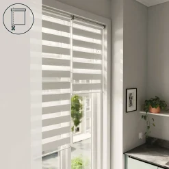 Store enrouleur jour / nuit sans perçage Brize blanc chiné l.60 x H.180cm Goodhome