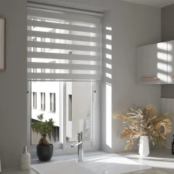 Store enrouleur jour / nuit sans perçage Elin 2 blanc cassé l.80 x H.180cm Goodhome