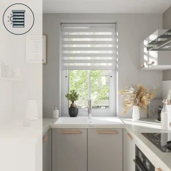 Store enrouleur jour / nuit sans perçage Elin 2 blanc cassé l.80 x H.180cm Goodhome