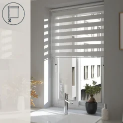 Store enrouleur jour / nuit sans perçage Elin 2 blanc cassé l.80 x H.180cm Goodhome