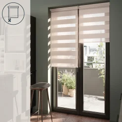 Store enrouleur jour / nuit sans perçage Elin 2 gris perle l.60 x H.240cm Goodhome
