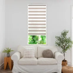 Store enrouleur jour / nuit sans perçage Elin 2 gris perle l.60 x H.240cm Goodhome