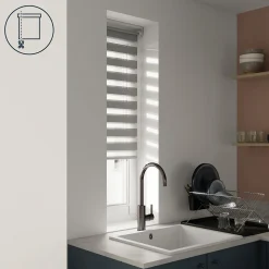 Store enrouleur jour / nuit sans perçage Elin 2 gris béton l.45 x H.140cm Goodhome