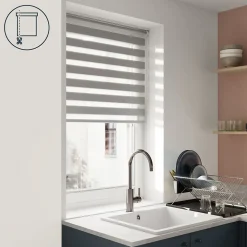 Store enrouleur jour / nuit sans perçage Elin 2 gris béton l.90 x H.180cm Goodhome