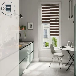 Store enrouleur jour / nuit sans perçage Brize marron l.45 x H.140cm Goodhome