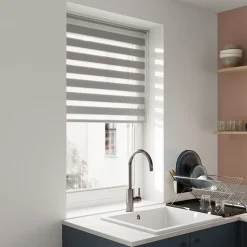 Store enrouleur jour / nuit sans perçage Elin 2 gris béton l.80 x H.180cm Goodhome